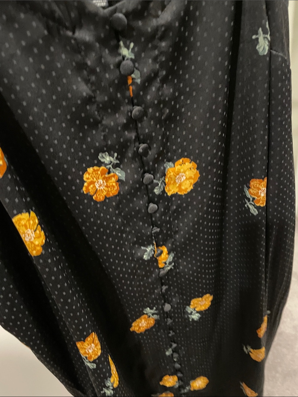 Madewell Black Slip Dress with Yellow Floral Embroidery - Picture 3 of 8